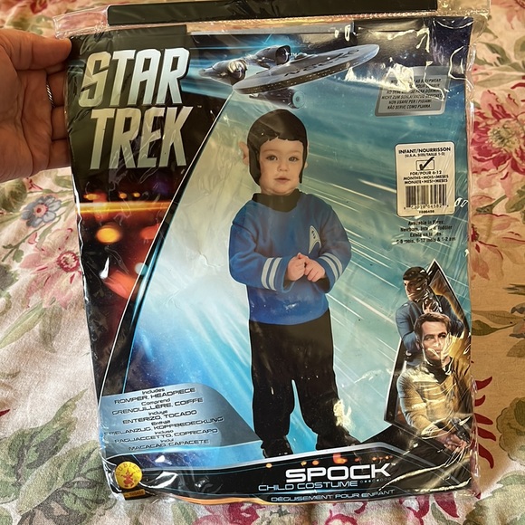 STAR TREK SPOCK Halloween Costume Body suit + hair/hat Ears Size Infant - 6-12 M - Picture 13 of 16